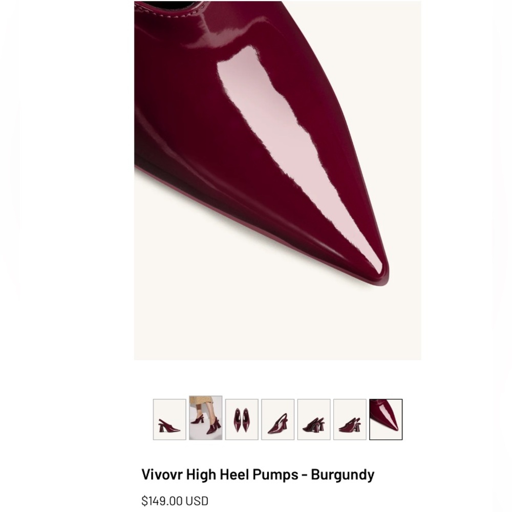 JW PEI New Vivovr Burgundy Heel Slingback Pumps Size 8 - Picture 3 of 14